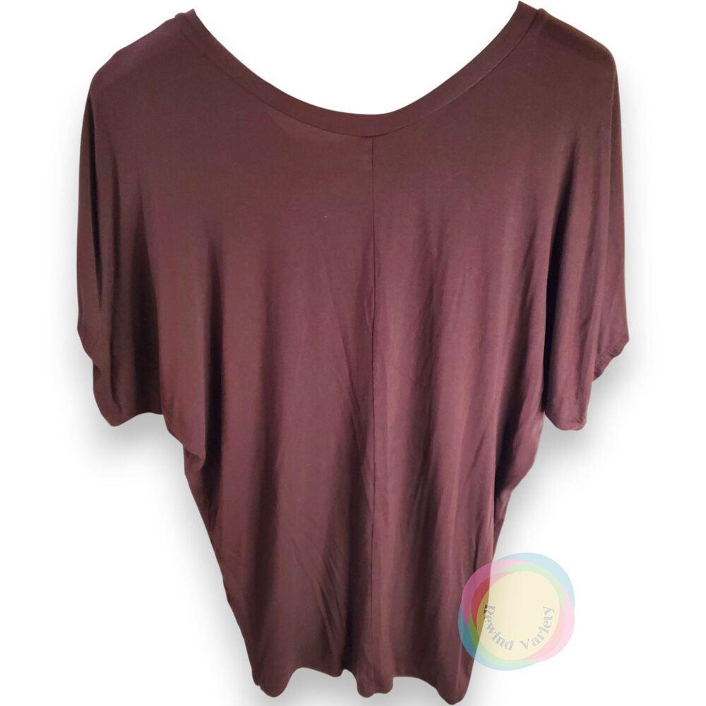 Lock & Love Large Burgundy Modal Dolman V-Neck Top - Picture 2 of 9